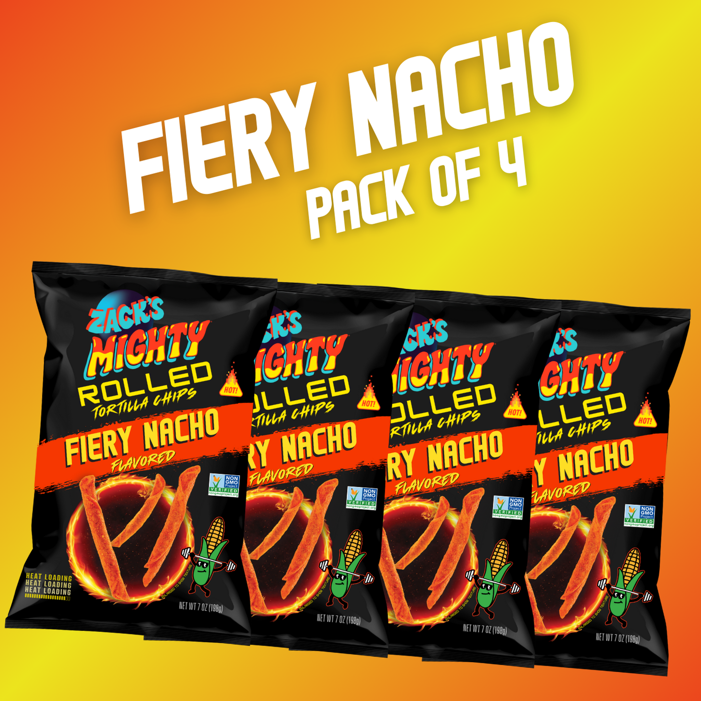 Fiery Nacho Tortilla Chips - 4 pack
